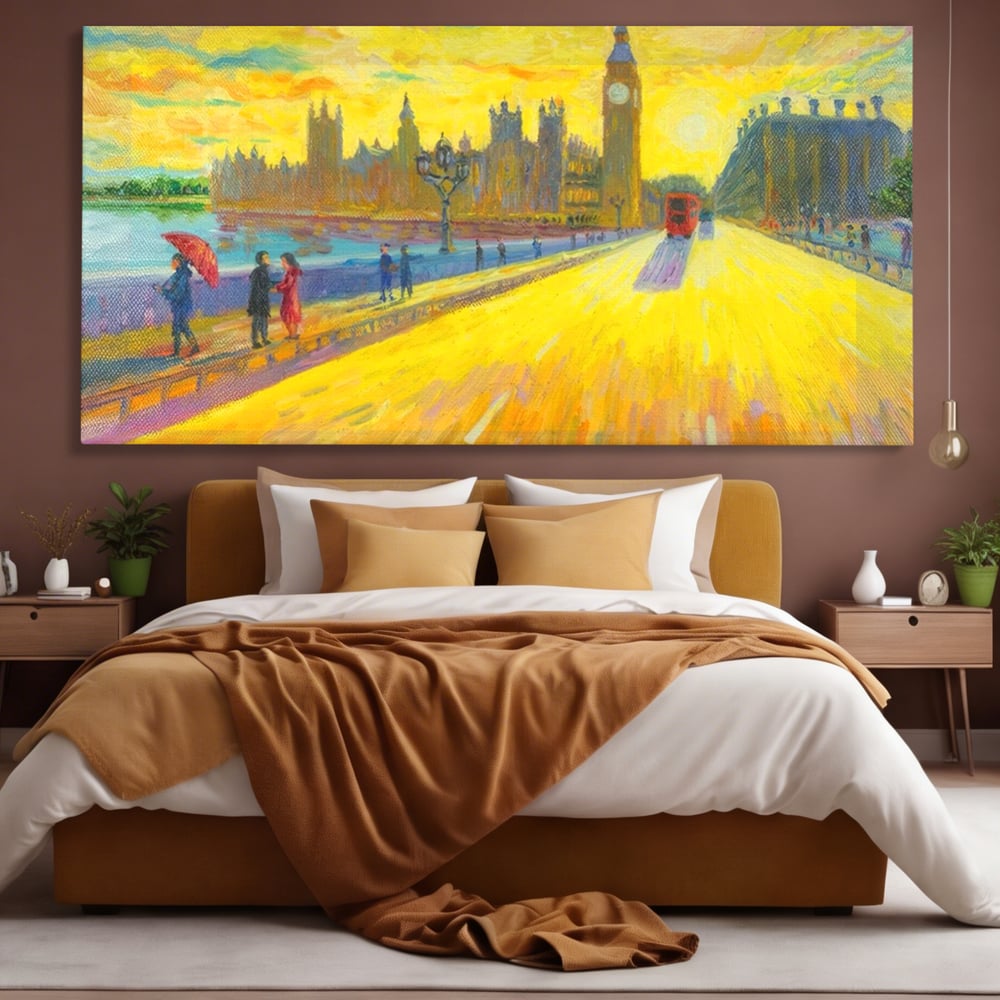Tablou Canvas Premium LuxCanva® A1337, London Street , Studio, Londra, Oameni, Pod, Plimbare, Relaxare, Dormitor, Culori Vibrante