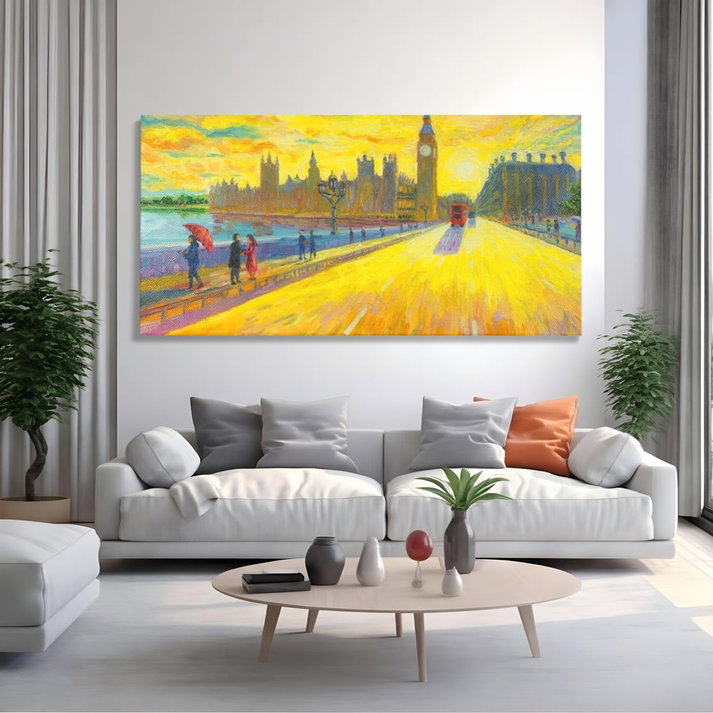 Tablou Canvas Premium LuxCanva® A1337, London Street , Studio, Londra, Oameni, Pod, Plimbare, Relaxare, Dormitor, Culori Vibrante