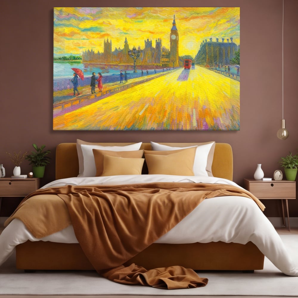 Tablou Canvas Premium LuxCanva® A1337, London Street , Studio, Londra, Oameni, Pod, Plimbare, Relaxare, Dormitor, Culori Vibrante