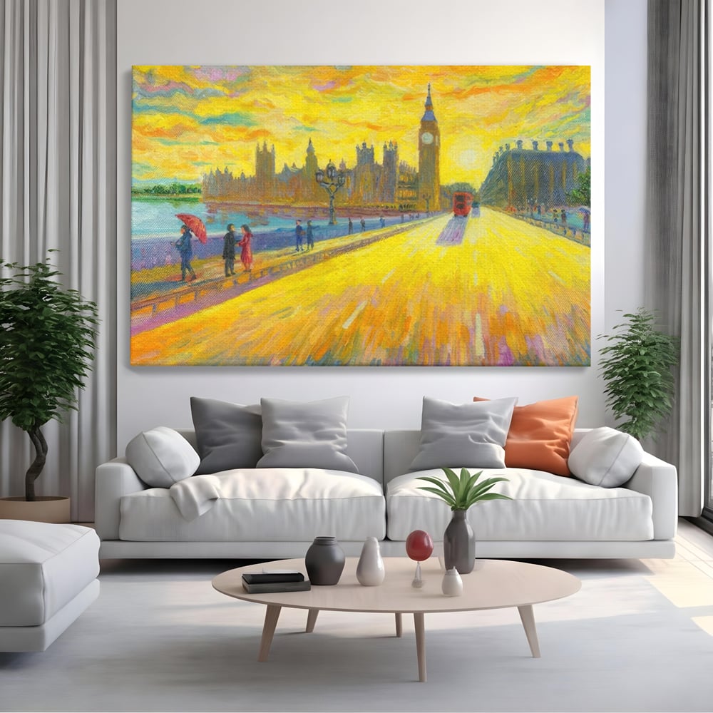 Tablou Canvas Premium LuxCanva® A1337, London Street , Studio, Londra, Oameni, Pod, Plimbare, Relaxare, Dormitor, Culori Vibrante