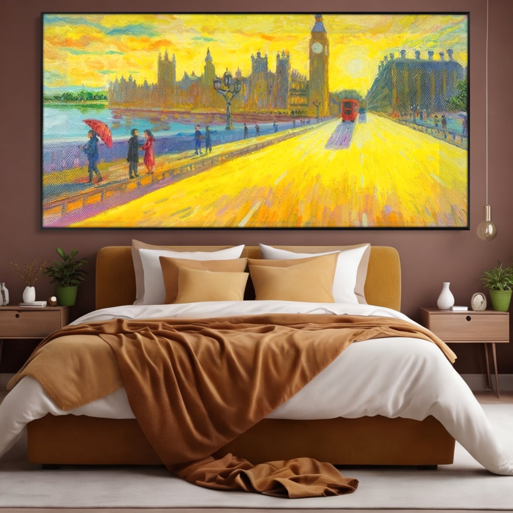 Tablou Canvas Premium LuxCanva® A1337, London Street , Studio, Londra, Oameni, Pod, Plimbare, Relaxare, Dormitor, Culori Vibrante