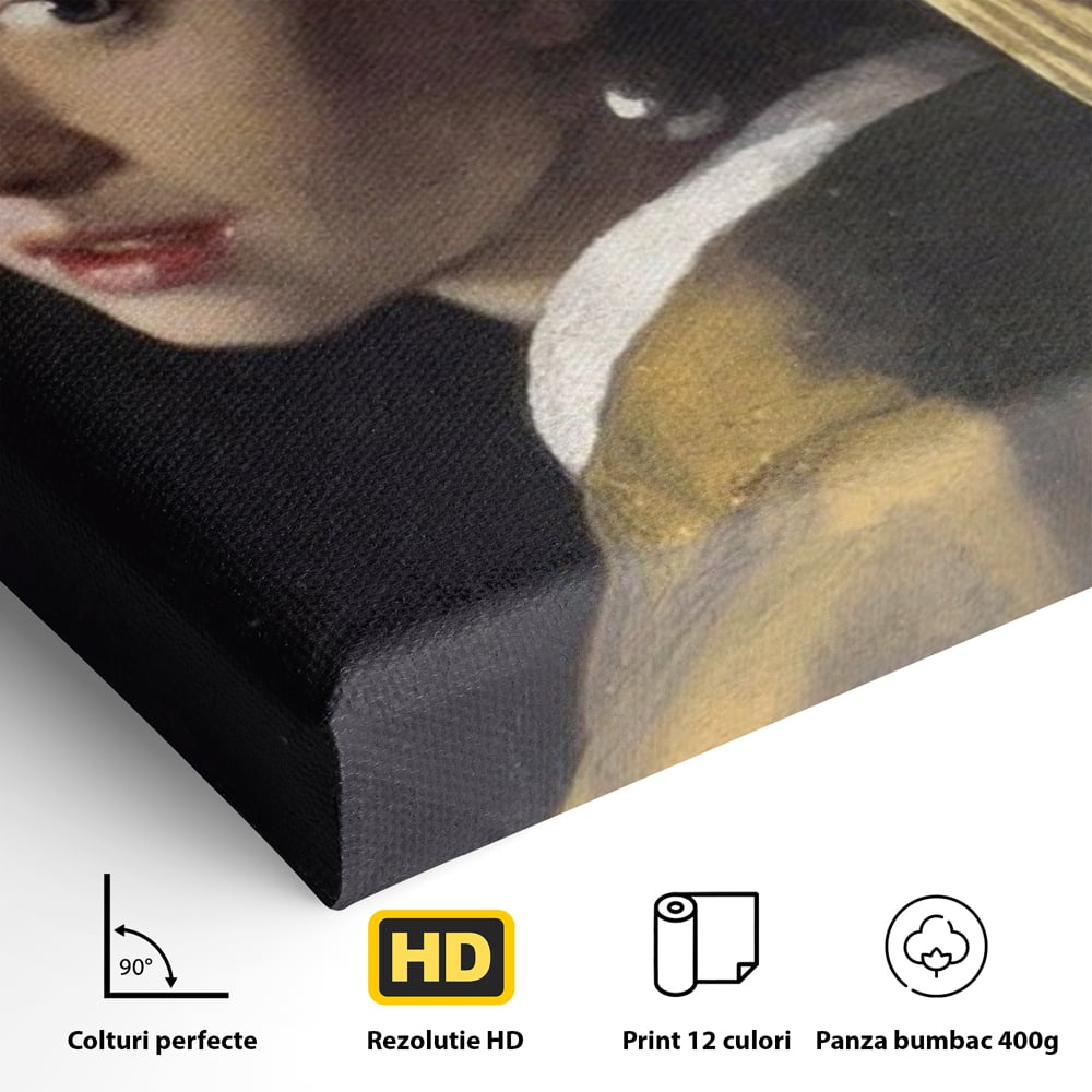 Leinwandbilder Premium LuxCanva® A1338, Mädchen mit Perlenohrring, Kunstgalerie, Mädchen mit Turban, Johannes Vermeer, Gemälde, Atelier, leuchtende Farben