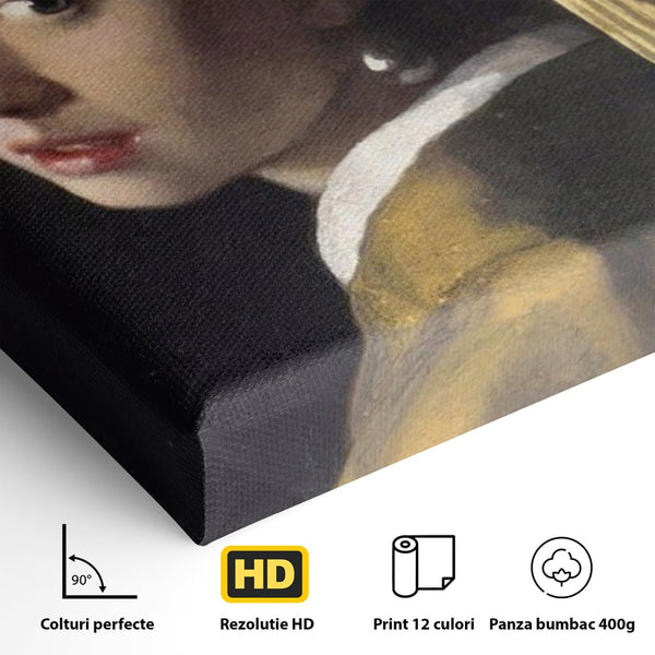 Leinwandbilder Premium LuxCanva® A1338, Mädchen mit Perlenohrring, Kunstgalerie, Mädchen mit Turban, Johannes Vermeer, Gemälde, Atelier, leuchtende Farben