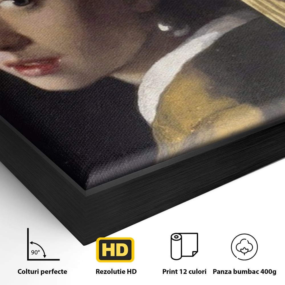 Leinwandbilder Premium LuxCanva® A1338, Mädchen mit Perlenohrring, Kunstgalerie, Mädchen mit Turban, Johannes Vermeer, Gemälde, Atelier, leuchtende Farben