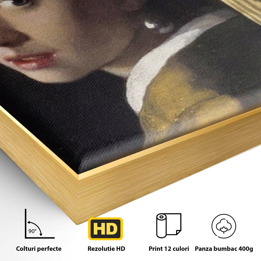 Leinwandbilder Premium LuxCanva® A1338, Mädchen mit Perlenohrring, Kunstgalerie, Mädchen mit Turban, Johannes Vermeer, Gemälde, Atelier, leuchtende Farben