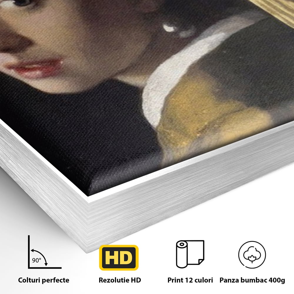 Leinwandbilder Premium LuxCanva® A1338, Mädchen mit Perlenohrring, Kunstgalerie, Mädchen mit Turban, Johannes Vermeer, Gemälde, Atelier, leuchtende Farben