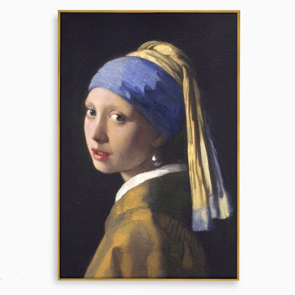 Leinwandbilder Premium LuxCanva® A1338, Mädchen mit Perlenohrring, Kunstgalerie, Mädchen mit Turban, Johannes Vermeer, Gemälde, Atelier, leuchtende Farben