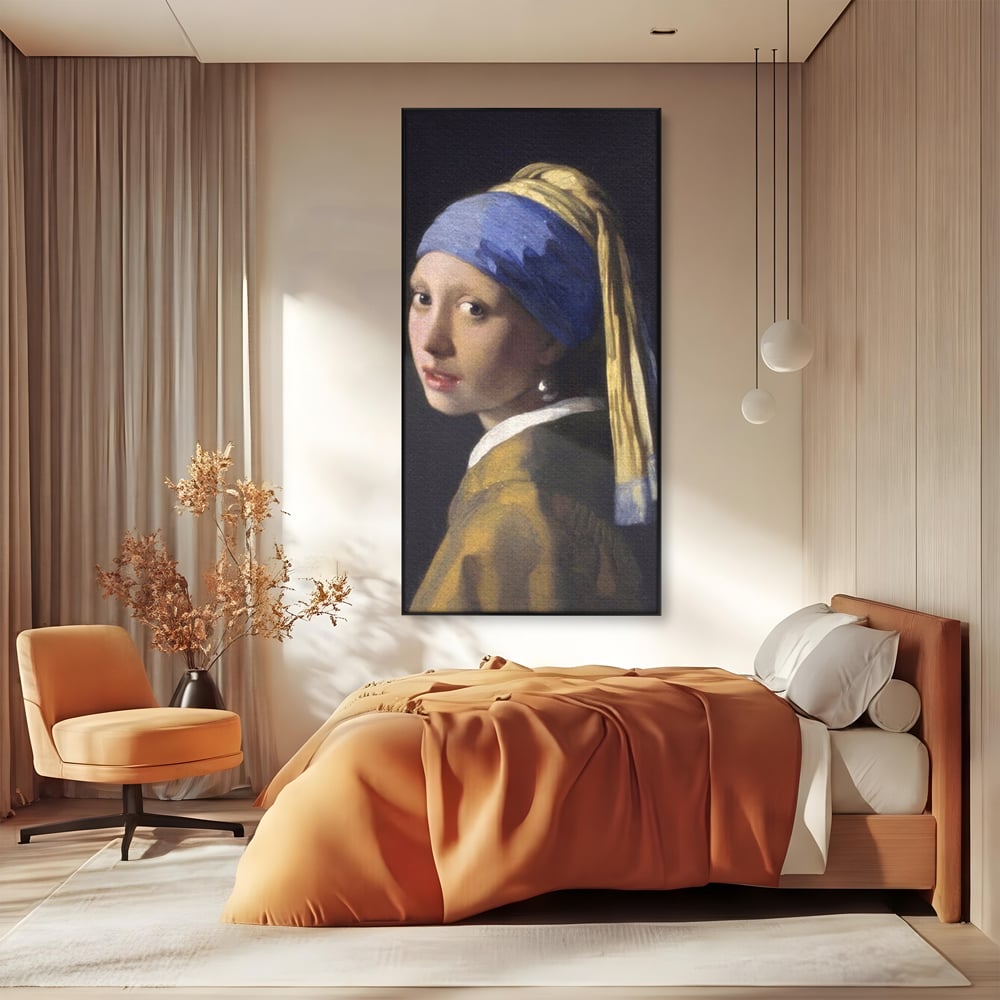 Leinwandbilder Premium LuxCanva® A1338, Mädchen mit Perlenohrring, Kunstgalerie, Mädchen mit Turban, Johannes Vermeer, Gemälde, Atelier, leuchtende Farben