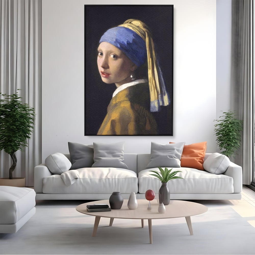 Leinwandbilder Premium LuxCanva® A1338, Mädchen mit Perlenohrring, Kunstgalerie, Mädchen mit Turban, Johannes Vermeer, Gemälde, Atelier, leuchtende Farben