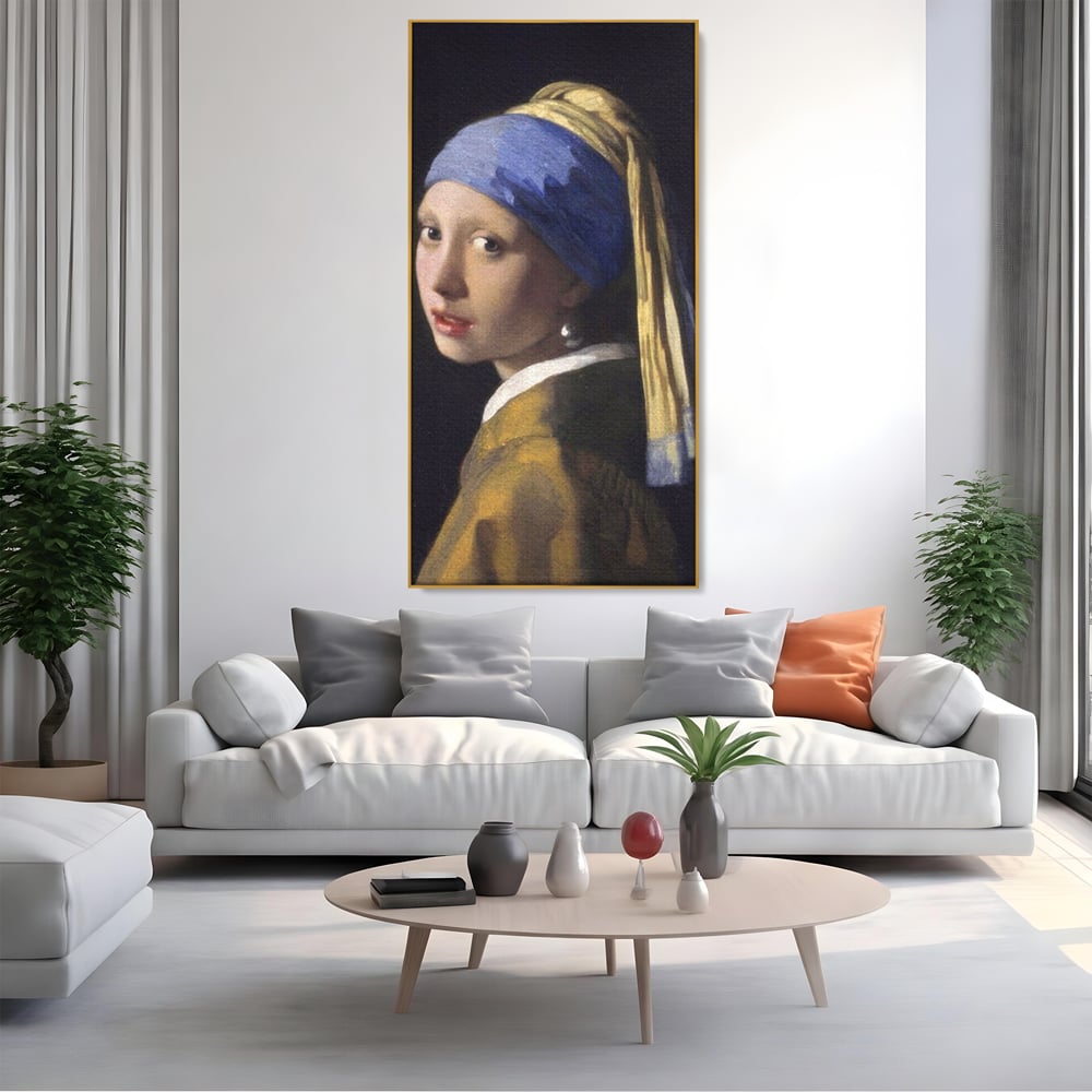Leinwandbilder Premium LuxCanva® A1338, Mädchen mit Perlenohrring, Kunstgalerie, Mädchen mit Turban, Johannes Vermeer, Gemälde, Atelier, leuchtende Farben