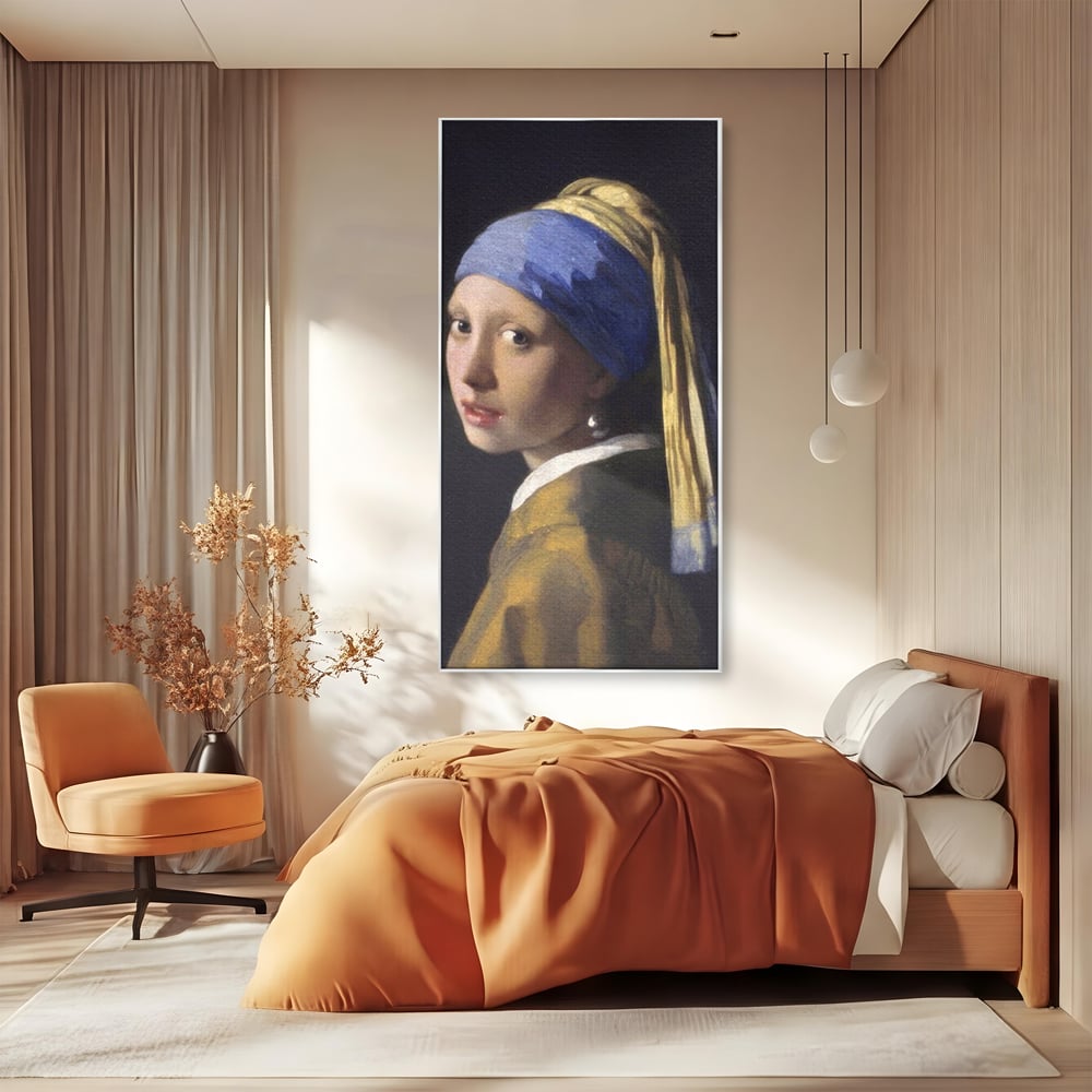 Leinwandbilder Premium LuxCanva® A1338, Mädchen mit Perlenohrring, Kunstgalerie, Mädchen mit Turban, Johannes Vermeer, Gemälde, Atelier, leuchtende Farben