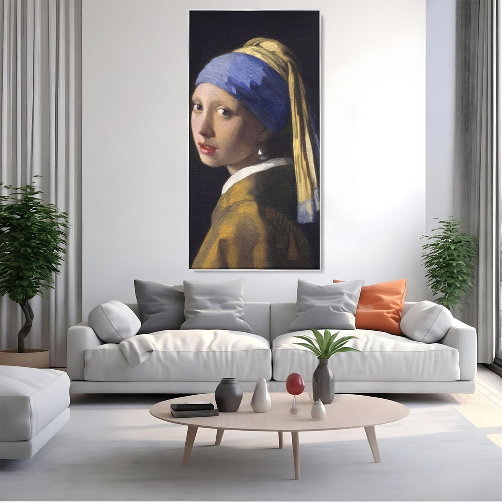 Leinwandbilder Premium LuxCanva® A1338, Mädchen mit Perlenohrring, Kunstgalerie, Mädchen mit Turban, Johannes Vermeer, Gemälde, Atelier, leuchtende Farben