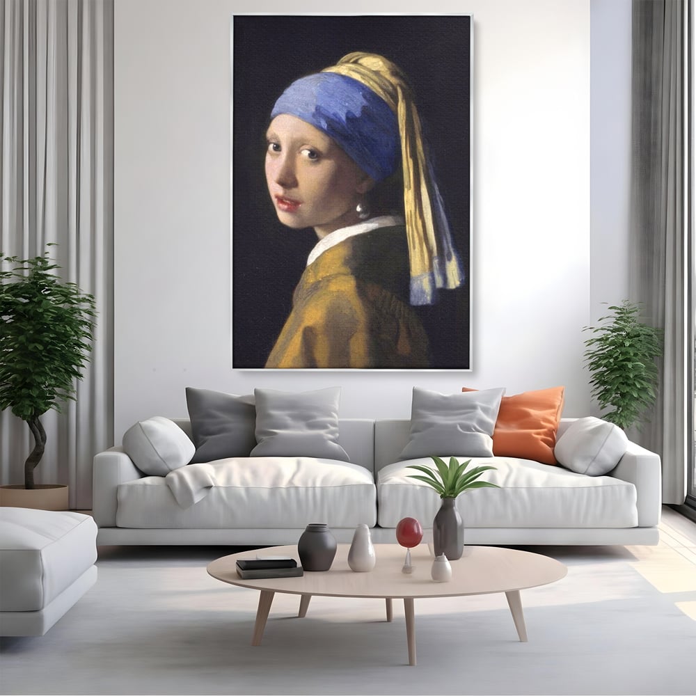 Leinwandbilder Premium LuxCanva® A1338, Mädchen mit Perlenohrring, Kunstgalerie, Mädchen mit Turban, Johannes Vermeer, Gemälde, Atelier, leuchtende Farben