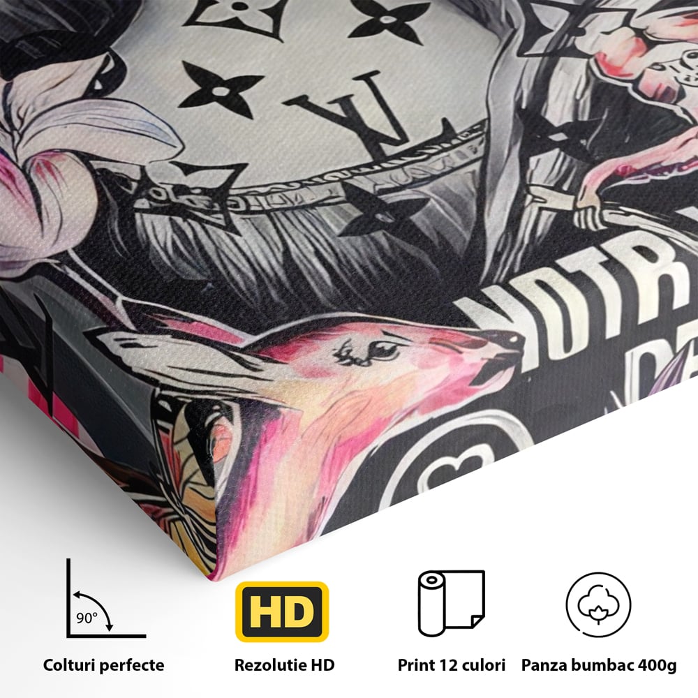 Tablou Canvas Premium LuxCanva® A1339, Mona Lisa Graffiti ,  Living, Abstract, Colorat, Drink Colca-Cola, Studio, Culori Vibrante