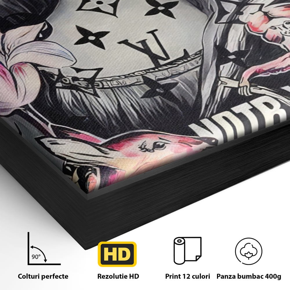 Tablou Canvas Premium LuxCanva® A1339, Mona Lisa Graffiti ,  Living, Abstract, Colorat, Drink Colca-Cola, Studio, Culori Vibrante