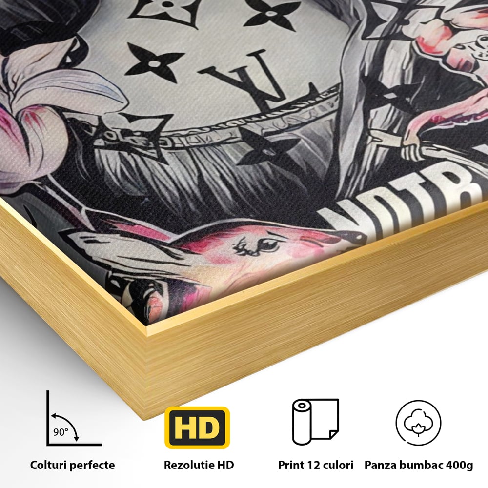 Tablou Canvas Premium LuxCanva® A1339, Mona Lisa Graffiti ,  Living, Abstract, Colorat, Drink Colca-Cola, Studio, Culori Vibrante