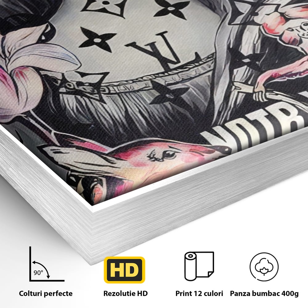 Tablou Canvas Premium LuxCanva® A1339, Mona Lisa Graffiti ,  Living, Abstract, Colorat, Drink Colca-Cola, Studio, Culori Vibrante
