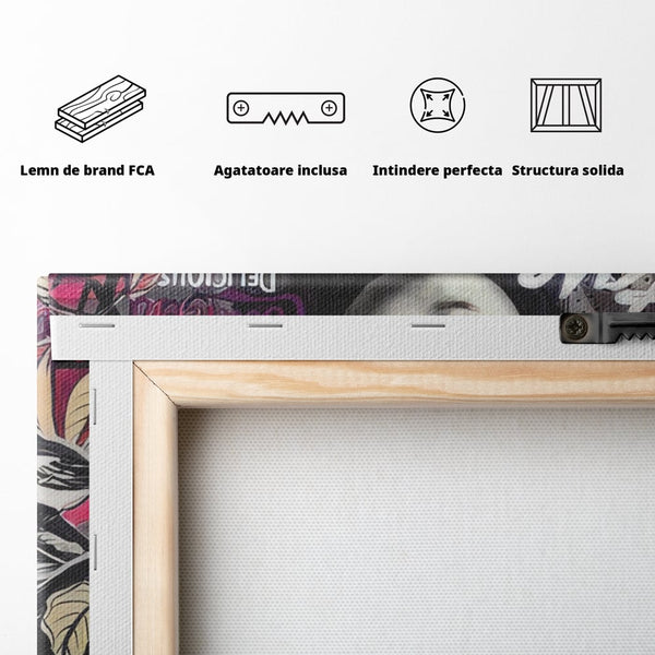 Tablou Canvas Premium LuxCanva® A1339, Mona Lisa Graffiti ,  Living, Abstract, Colorat, Drink Colca-Cola, Studio, Culori Vibrante