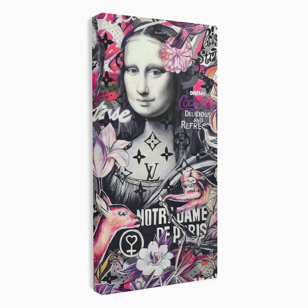 Tablou Canvas Premium LuxCanva® A1339, Mona Lisa Graffiti ,  Living, Abstract, Colorat, Drink Colca-Cola, Studio, Culori Vibrante