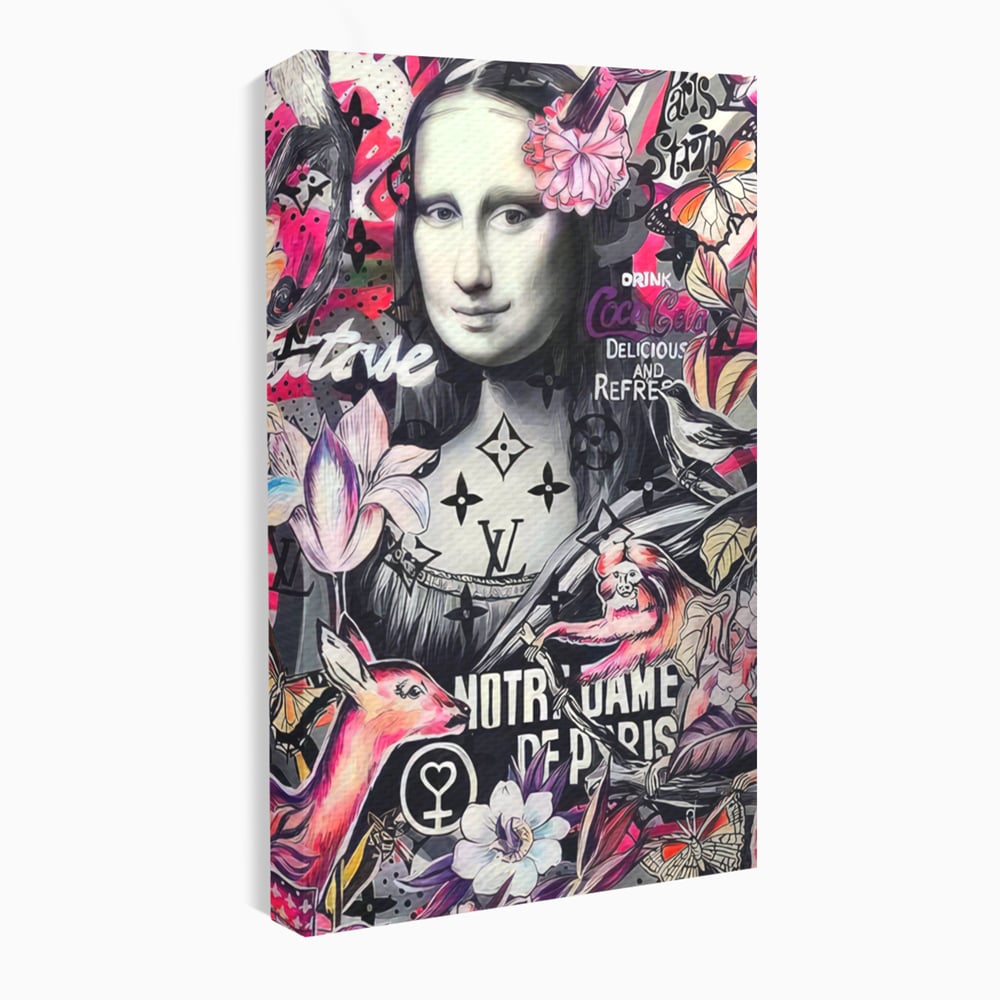 Tablou Canvas Premium LuxCanva® A1339, Mona Lisa Graffiti ,  Living, Abstract, Colorat, Drink Colca-Cola, Studio, Culori Vibrante