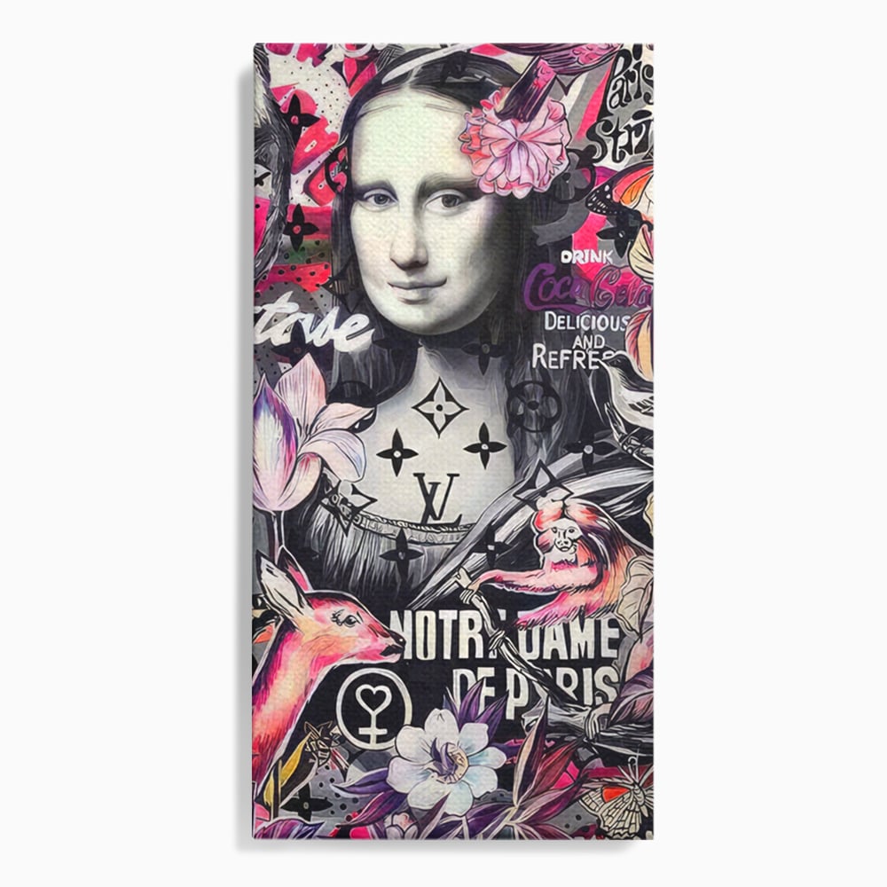Tablou Canvas Premium LuxCanva® A1339, Mona Lisa Graffiti ,  Living, Abstract, Colorat, Drink Colca-Cola, Studio, Culori Vibrante