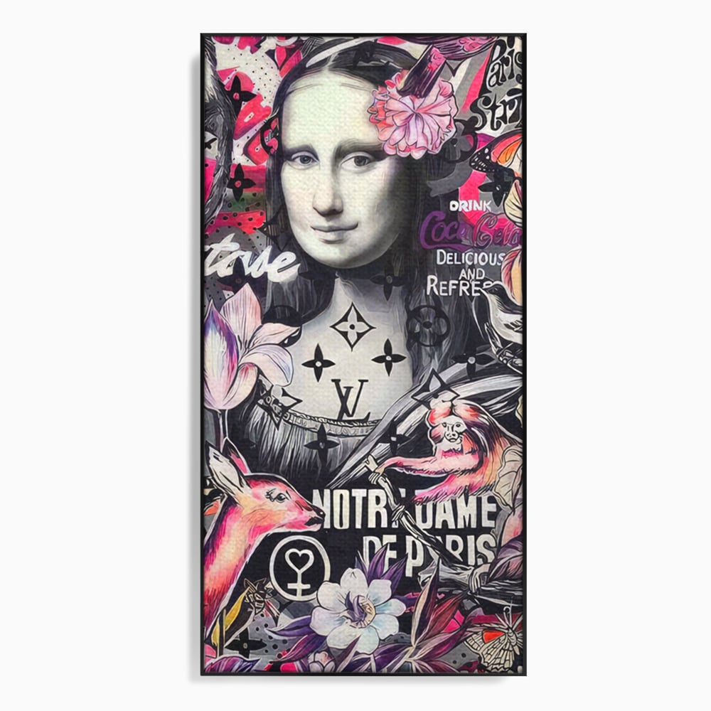 Tablou Canvas Premium LuxCanva® A1339, Mona Lisa Graffiti ,  Living, Abstract, Colorat, Drink Colca-Cola, Studio, Culori Vibrante