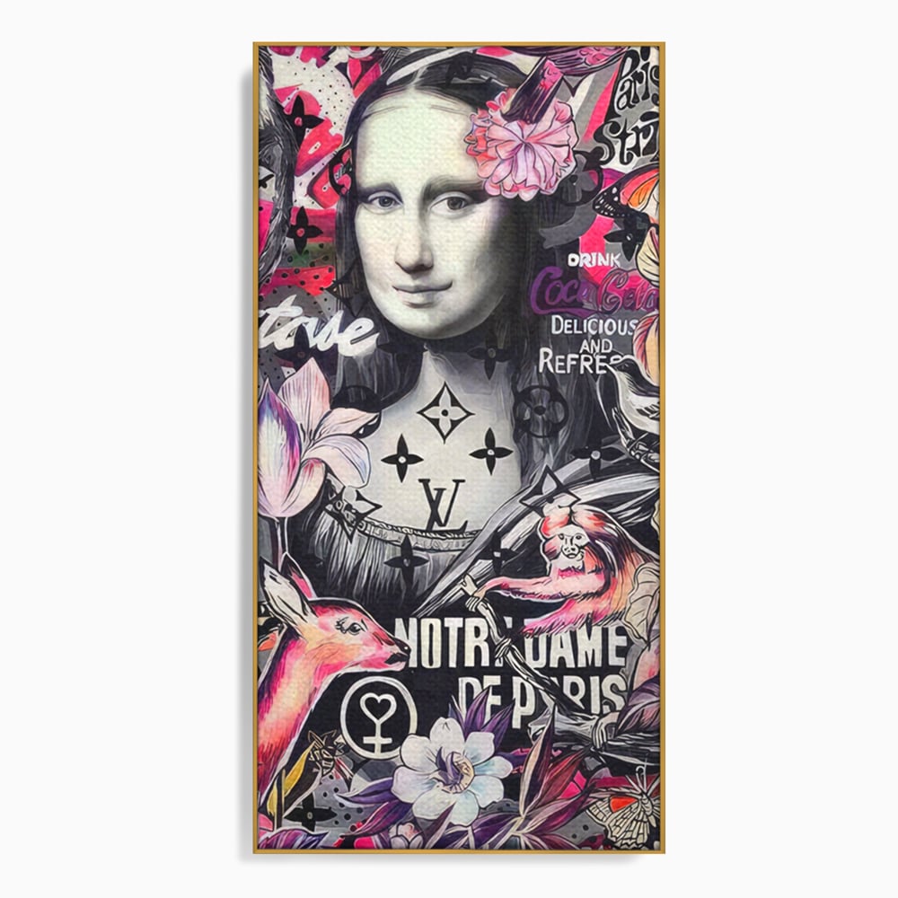 Tablou Canvas Premium LuxCanva® A1339, Mona Lisa Graffiti ,  Living, Abstract, Colorat, Drink Colca-Cola, Studio, Culori Vibrante