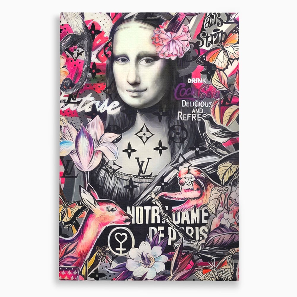 Tablou Canvas Premium LuxCanva® A1339, Mona Lisa Graffiti ,  Living, Abstract, Colorat, Drink Colca-Cola, Studio, Culori Vibrante