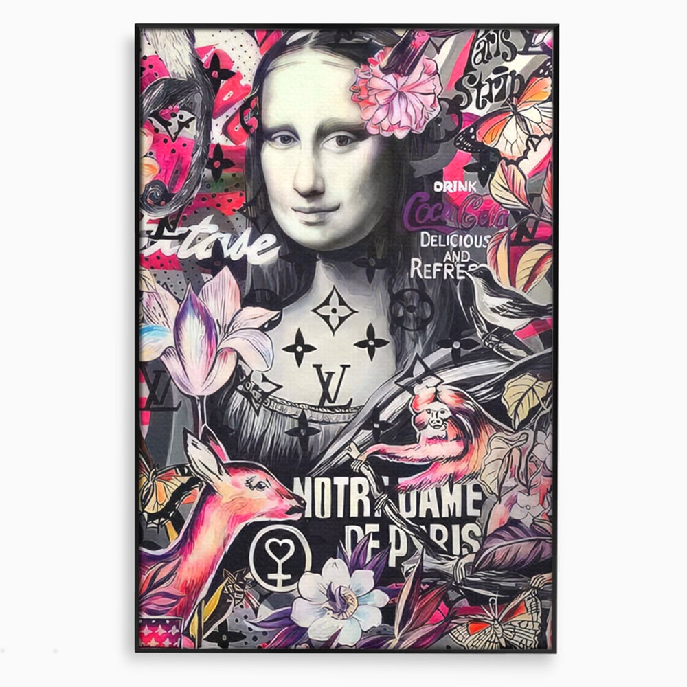 Tablou Canvas Premium LuxCanva® A1339, Mona Lisa Graffiti ,  Living, Abstract, Colorat, Drink Colca-Cola, Studio, Culori Vibrante