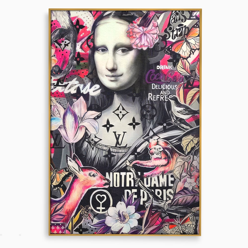 Tablou Canvas Premium LuxCanva® A1339, Mona Lisa Graffiti ,  Living, Abstract, Colorat, Drink Colca-Cola, Studio, Culori Vibrante