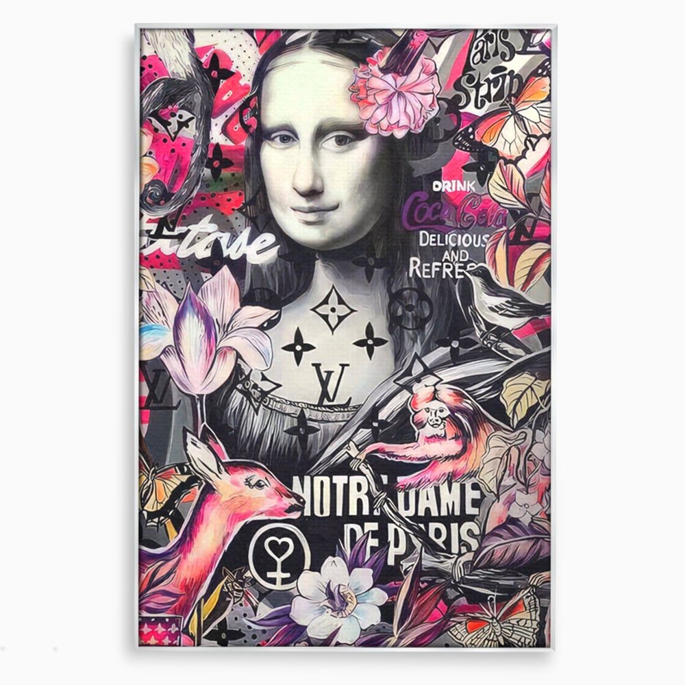 Tablou Canvas Premium LuxCanva® A1339, Mona Lisa Graffiti ,  Living, Abstract, Colorat, Drink Colca-Cola, Studio, Culori Vibrante