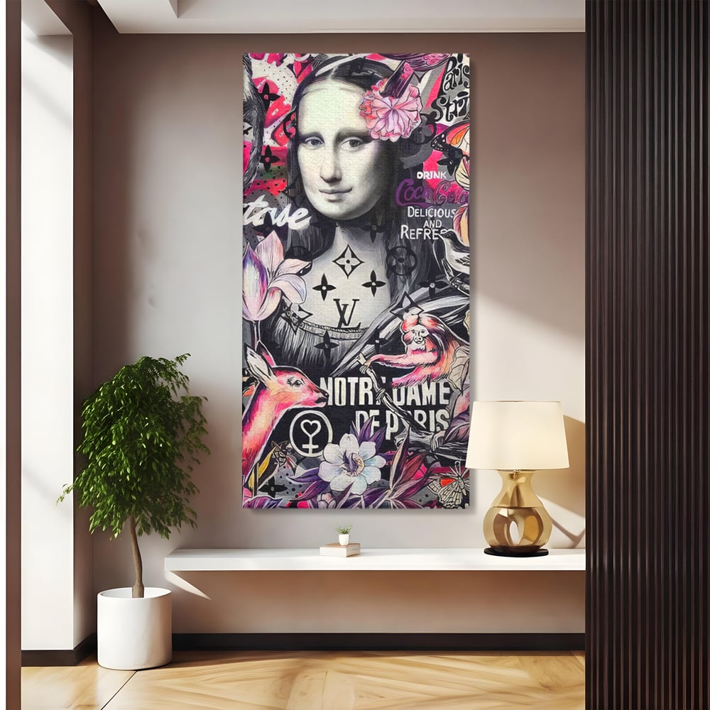 Tablou Canvas Premium LuxCanva® A1339, Mona Lisa Graffiti ,  Living, Abstract, Colorat, Drink Colca-Cola, Studio, Culori Vibrante