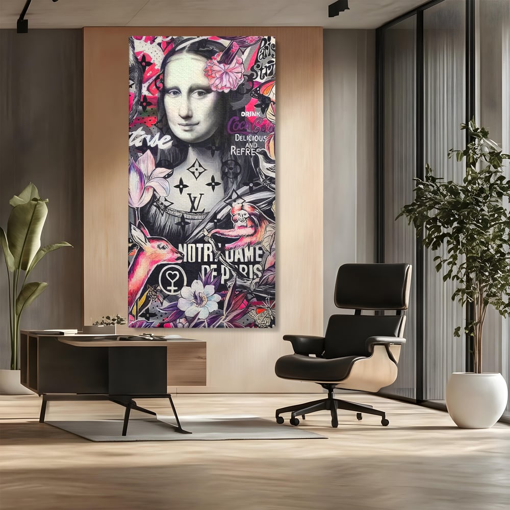 Tablou Canvas Premium LuxCanva® A1339, Mona Lisa Graffiti ,  Living, Abstract, Colorat, Drink Colca-Cola, Studio, Culori Vibrante