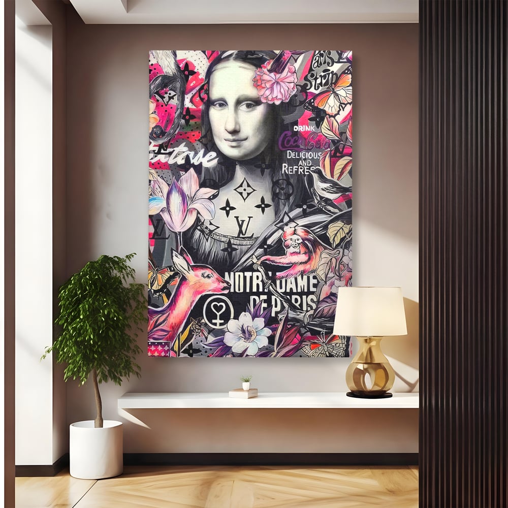 Tablou Canvas Premium LuxCanva® A1339, Mona Lisa Graffiti ,  Living, Abstract, Colorat, Drink Colca-Cola, Studio, Culori Vibrante