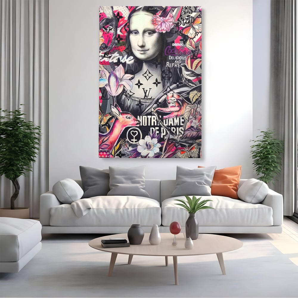 Tablou Canvas Premium LuxCanva® A1339, Mona Lisa Graffiti ,  Living, Abstract, Colorat, Drink Colca-Cola, Studio, Culori Vibrante