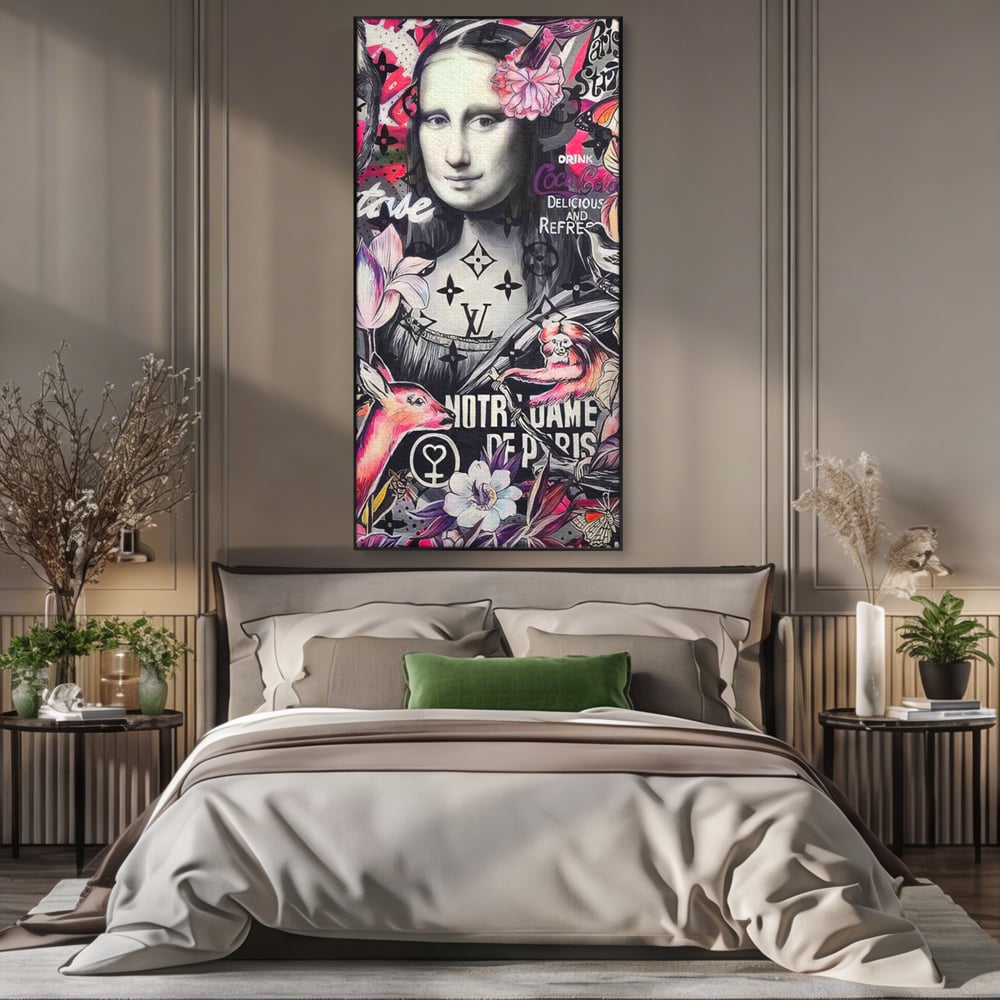 Tablou Canvas Premium LuxCanva® A1339, Mona Lisa Graffiti ,  Living, Abstract, Colorat, Drink Colca-Cola, Studio, Culori Vibrante