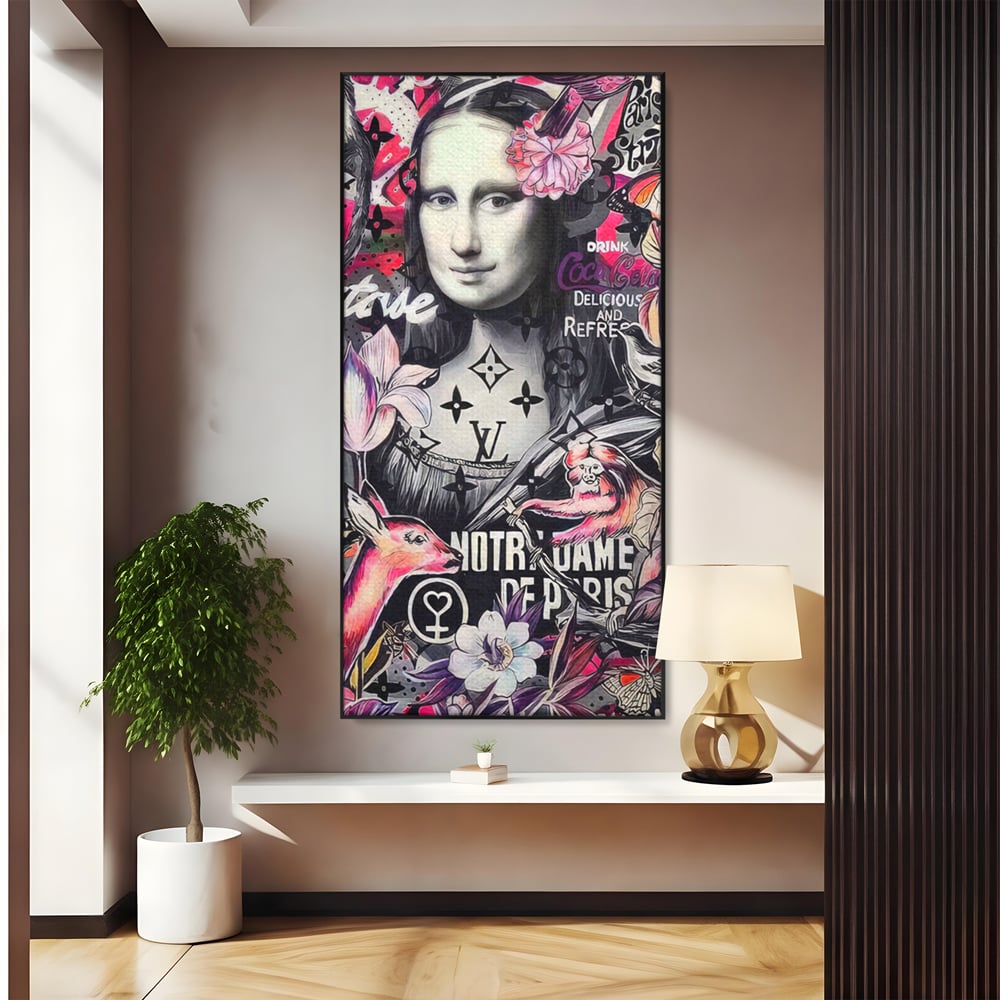 Tablou Canvas Premium LuxCanva® A1339, Mona Lisa Graffiti ,  Living, Abstract, Colorat, Drink Colca-Cola, Studio, Culori Vibrante