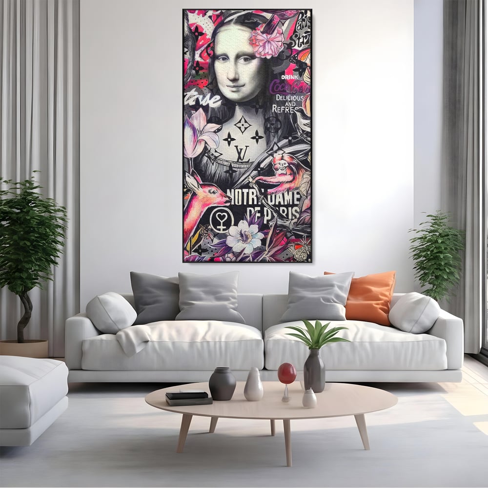 Tablou Canvas Premium LuxCanva® A1339, Mona Lisa Graffiti ,  Living, Abstract, Colorat, Drink Colca-Cola, Studio, Culori Vibrante