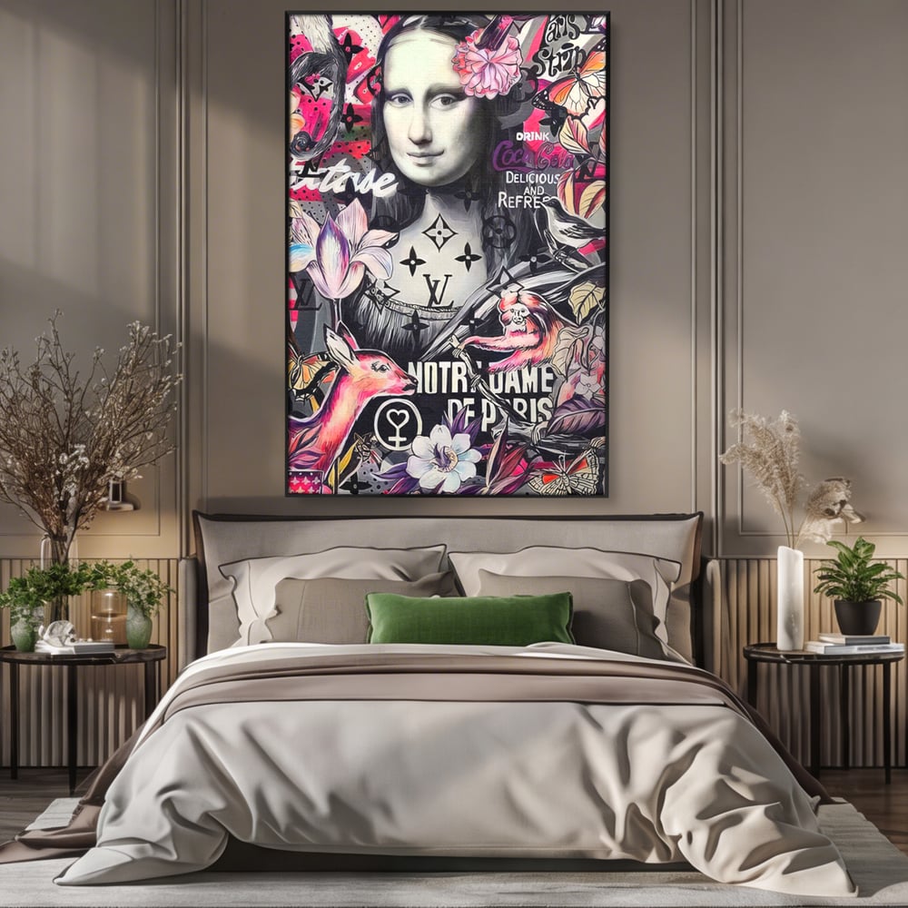 Tablou Canvas Premium LuxCanva® A1339, Mona Lisa Graffiti ,  Living, Abstract, Colorat, Drink Colca-Cola, Studio, Culori Vibrante