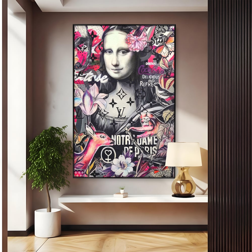 Tablou Canvas Premium LuxCanva® A1339, Mona Lisa Graffiti ,  Living, Abstract, Colorat, Drink Colca-Cola, Studio, Culori Vibrante