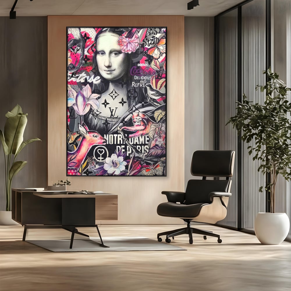 Tablou Canvas Premium LuxCanva® A1339, Mona Lisa Graffiti ,  Living, Abstract, Colorat, Drink Colca-Cola, Studio, Culori Vibrante
