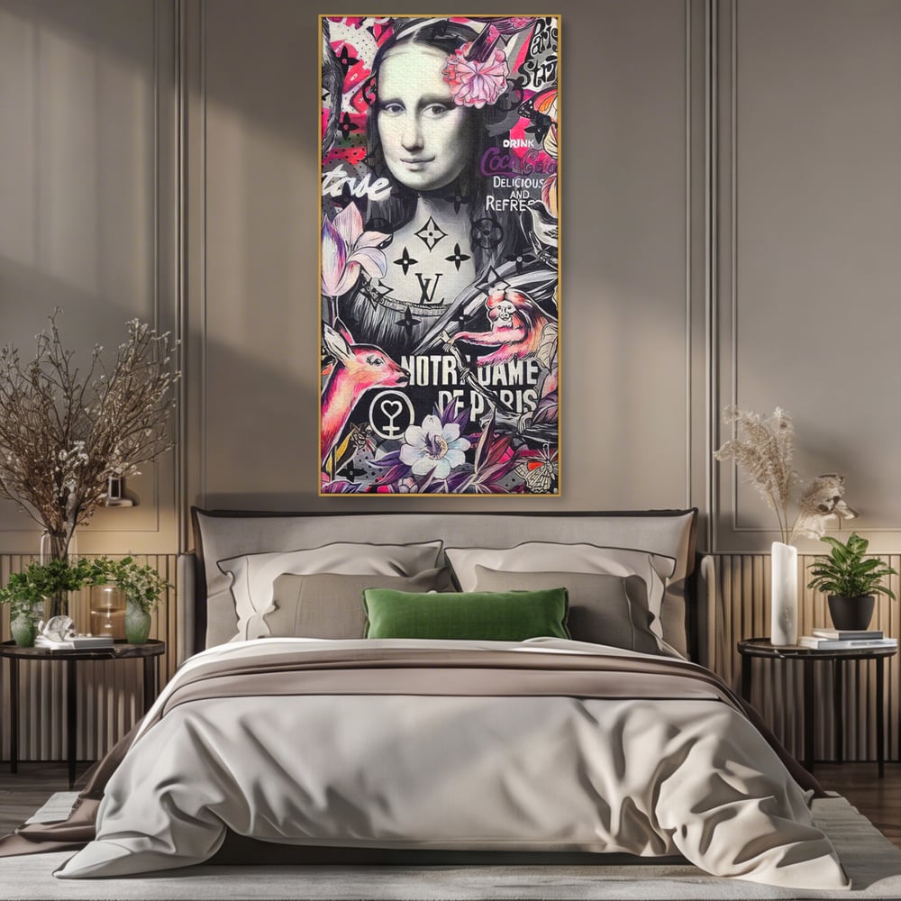 Tablou Canvas Premium LuxCanva® A1339, Mona Lisa Graffiti ,  Living, Abstract, Colorat, Drink Colca-Cola, Studio, Culori Vibrante
