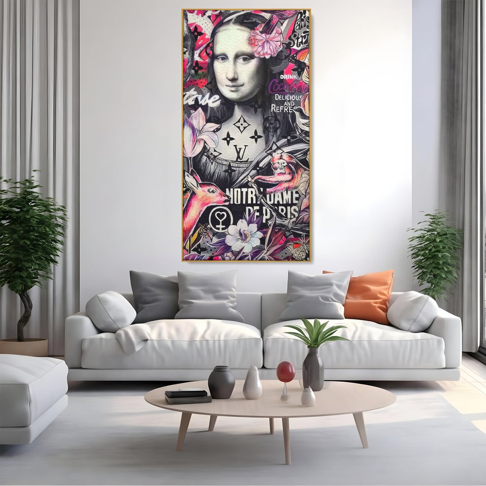 Tablou Canvas Premium LuxCanva® A1339, Mona Lisa Graffiti ,  Living, Abstract, Colorat, Drink Colca-Cola, Studio, Culori Vibrante
