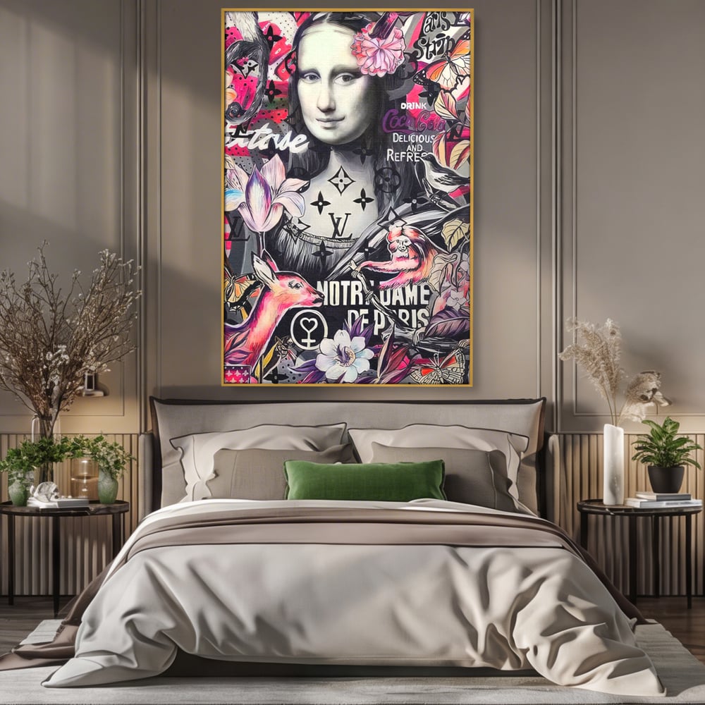 Tablou Canvas Premium LuxCanva® A1339, Mona Lisa Graffiti ,  Living, Abstract, Colorat, Drink Colca-Cola, Studio, Culori Vibrante