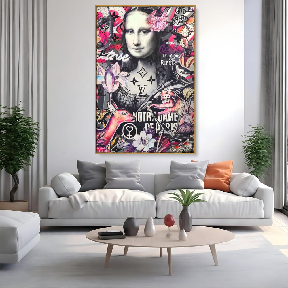 Tablou Canvas Premium LuxCanva® A1339, Mona Lisa Graffiti ,  Living, Abstract, Colorat, Drink Colca-Cola, Studio, Culori Vibrante