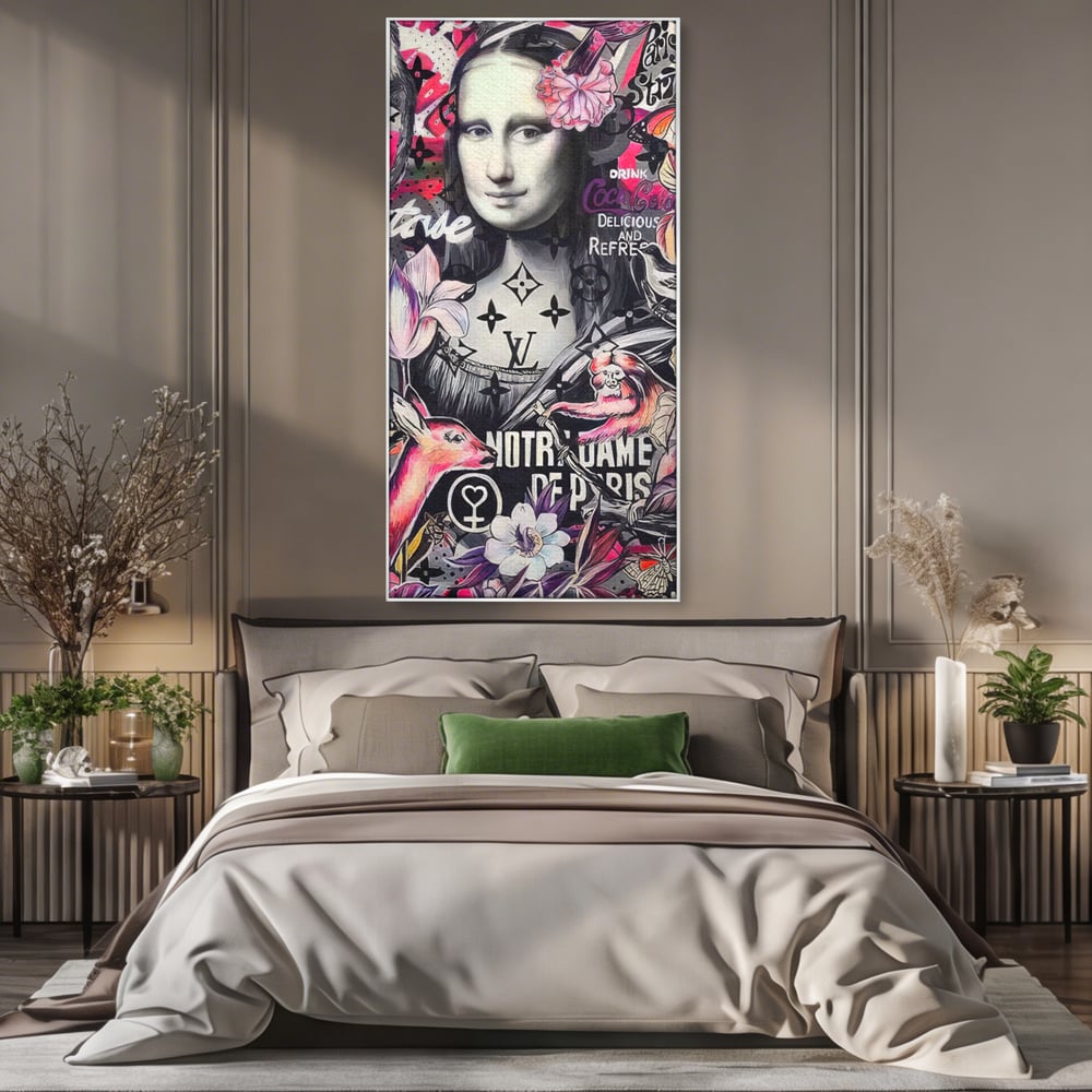 Tablou Canvas Premium LuxCanva® A1339, Mona Lisa Graffiti ,  Living, Abstract, Colorat, Drink Colca-Cola, Studio, Culori Vibrante