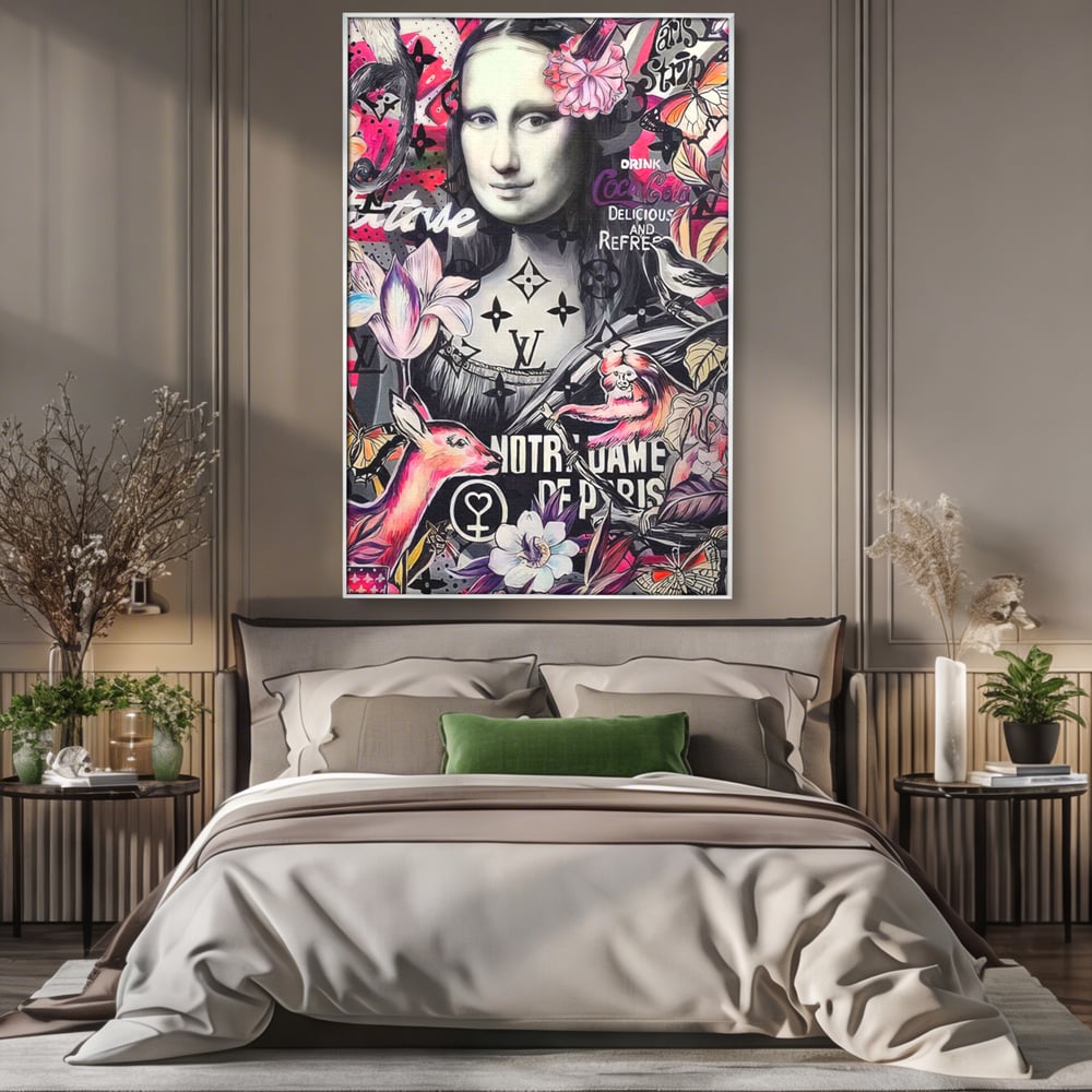 Tablou Canvas Premium LuxCanva® A1339, Mona Lisa Graffiti ,  Living, Abstract, Colorat, Drink Colca-Cola, Studio, Culori Vibrante