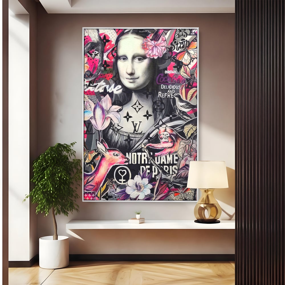 Tablou Canvas Premium LuxCanva® A1339, Mona Lisa Graffiti ,  Living, Abstract, Colorat, Drink Colca-Cola, Studio, Culori Vibrante