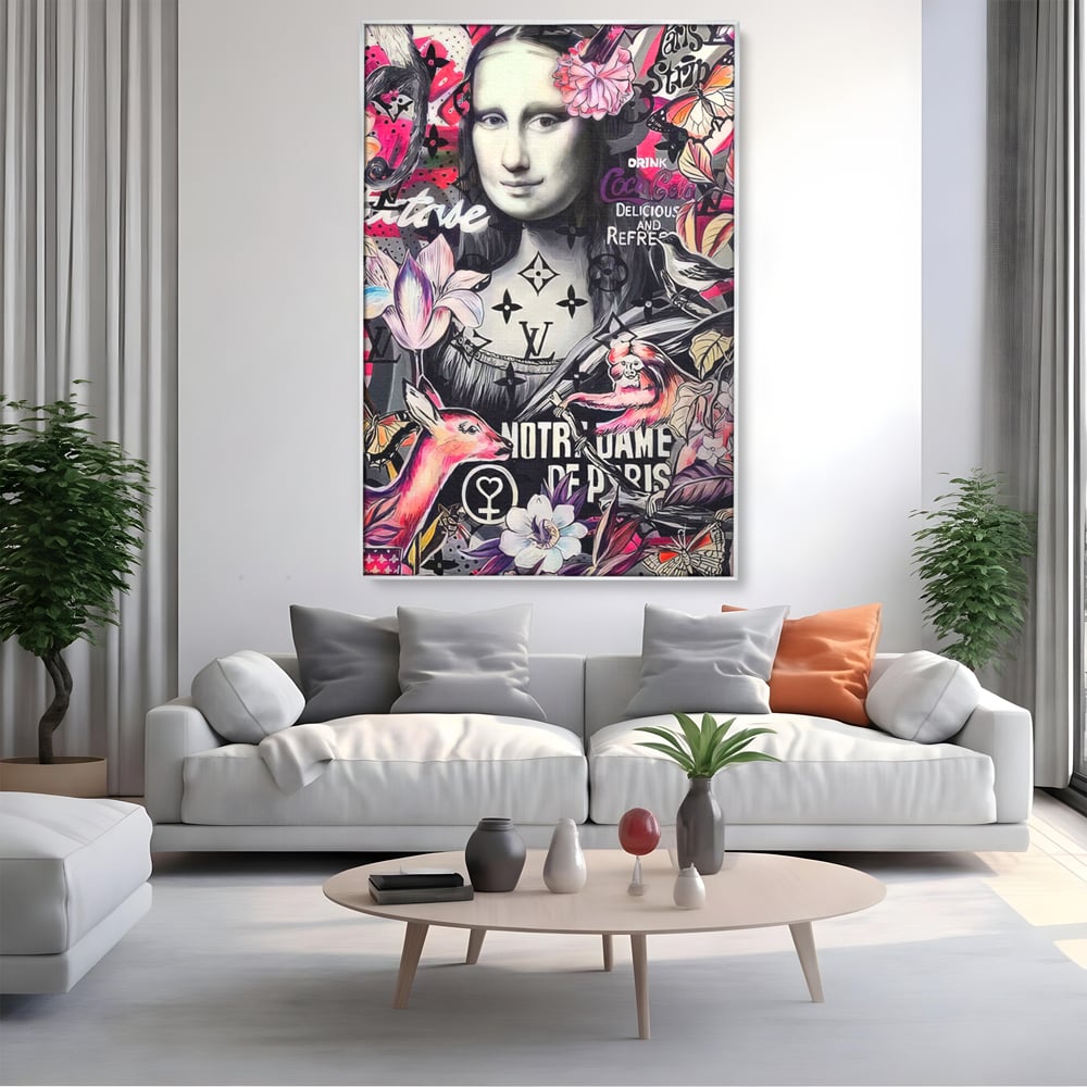 Tablou Canvas Premium LuxCanva® A1339, Mona Lisa Graffiti ,  Living, Abstract, Colorat, Drink Colca-Cola, Studio, Culori Vibrante