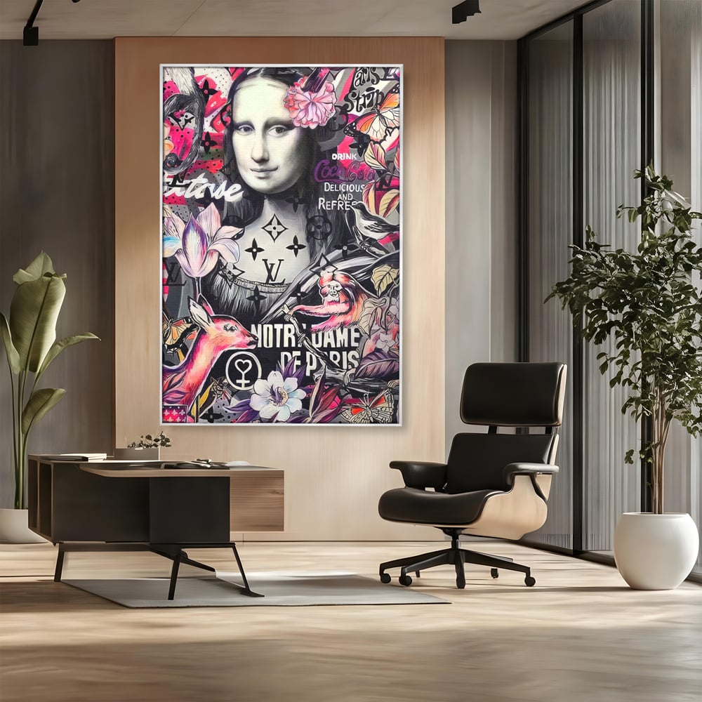 Tablou Canvas Premium LuxCanva® A1339, Mona Lisa Graffiti ,  Living, Abstract, Colorat, Drink Colca-Cola, Studio, Culori Vibrante